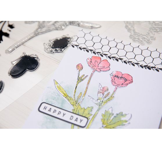 Szablon do wykrojników Sizzix Framelits i stemple Clear Stamps "Painted Pencil Botanical".