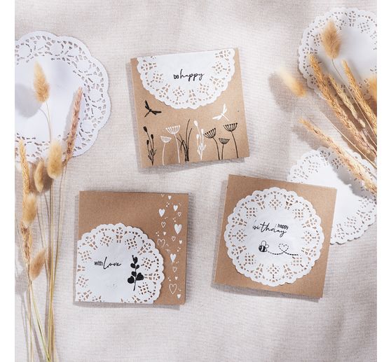 Podwójne karty z kopertami "Papier pakowy", 12,5 x 12,5 cm, 50 szt.