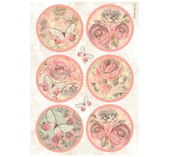 Motif straw silk "Shabby Rose - Motif circles"