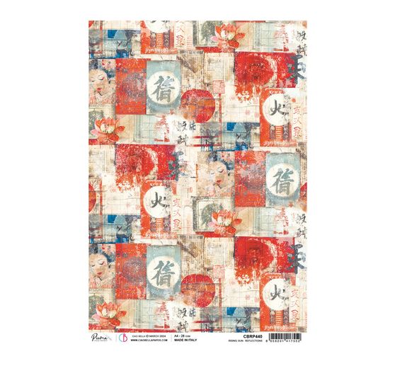 Słomkowy jedwab z motywem "Kraj Wschodzącego Słońca - Refleksje"