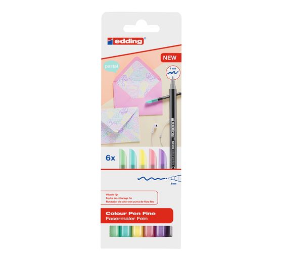 edding 1200 colour pen fine Pastel, set of 6
