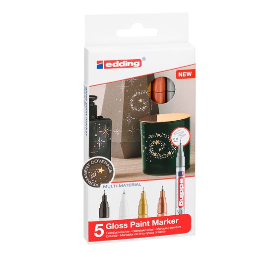 edding 780 Metaliczny marker z połyskiem, podstawowy, zestaw 5 sztuk