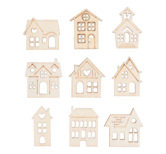 Wooden scatter decorations "Houses"