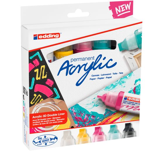 edding 5400 Acrylic "Acrylic 3D - Basic", Double Liner, Set of 5