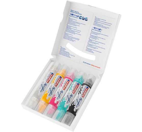 edding 5400 Acrylic "Acrylic 3D - Basic", Double Liner, Set of 5