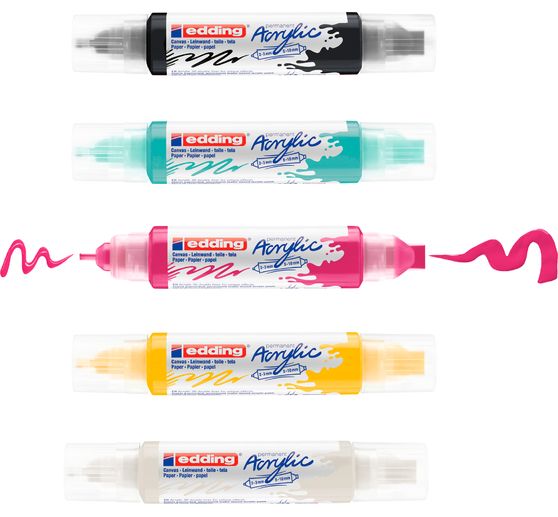 edding 5400 Acrylic "Acrylic 3D - Basic", Double Liner, Set of 5