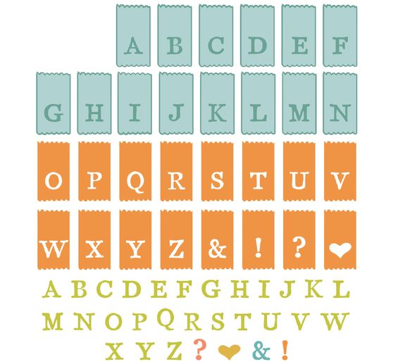 Wykrojnik Sizzix i stemple Clear Stamps "Tab Stamp Alpha by 49 and Market".