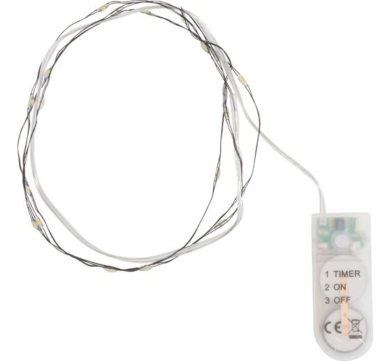 Micro LED light chain, with timer, black wire, 20 LEDs