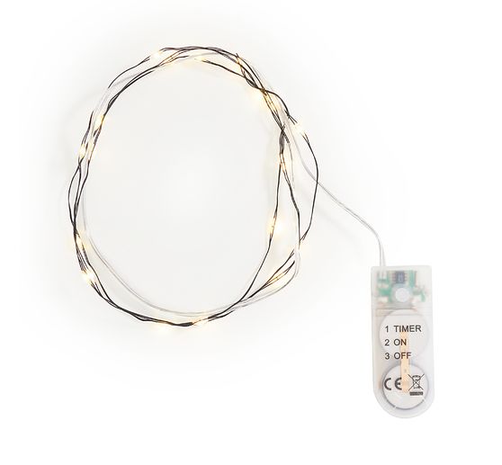 Micro LED light chain, with timer, black wire, 20 LEDs