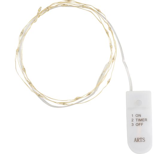 Micro LED light chain, with timer, gold colored wire, 20 LEDs