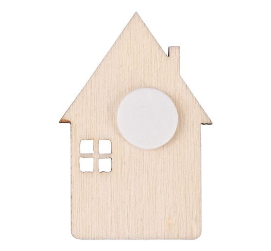 Wooden scatter decorations "House mix" with adhesive dot