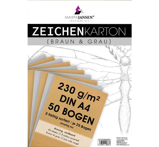 Drawing cardboard assortment "Vintage & Grey Line"