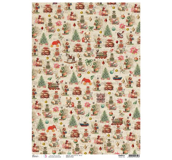 Motif straw silk "Nutcracker - Vintage Toy"