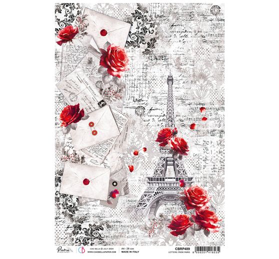 Motif straw silk "Paris Je t'aime - Letters from Paris"