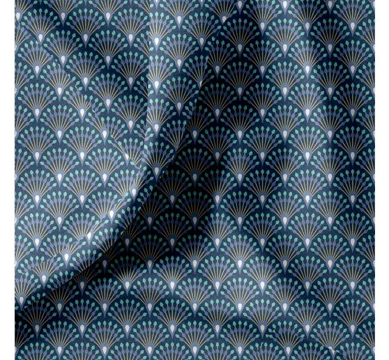 Cotton fabric "Fan Indigo" acrylic coated