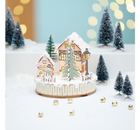 Zestaw do budowy z drewna VBS "Krajobraz świateł z domami", z oświetleniem