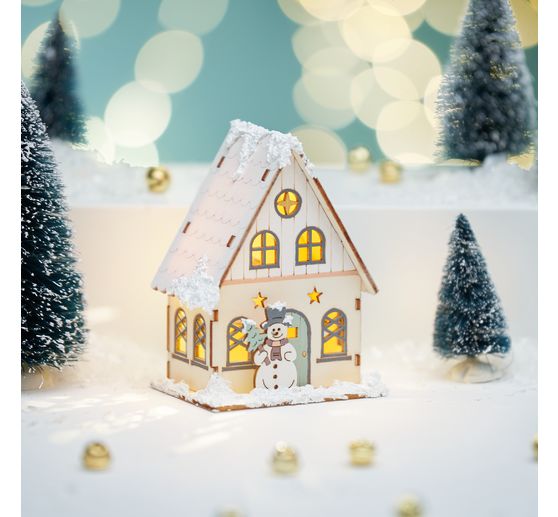 Zestaw do budowy z drewna VBS "Dom z bałwankiem", w tym LED