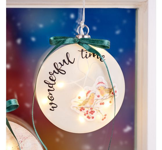 LED glass medallion "Matt" with timer 6/18 hrs.