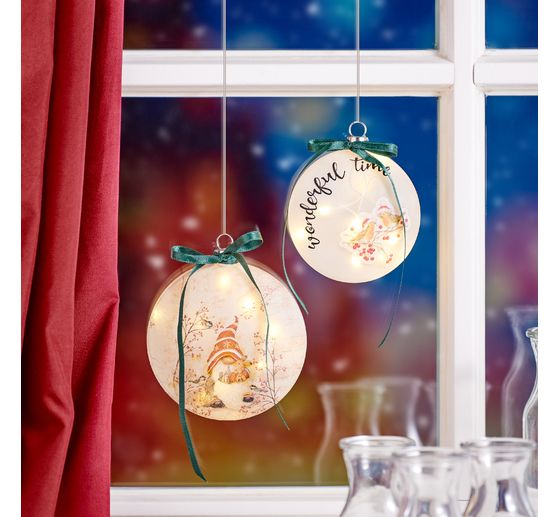 LED glass medallion "Matt" with timer 6/18 hrs.