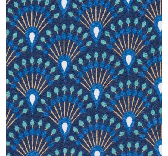 Cotton fabric "Fan Indigo" acrylic coated