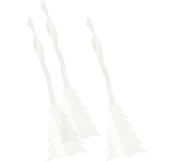 Acrylic Decorationpendant "Christmas tree" with ribbon, set of 3