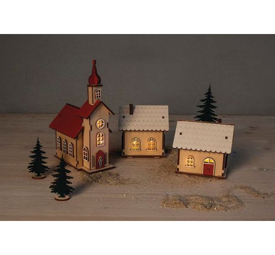 Wooden building kit light village, 84 pcs.