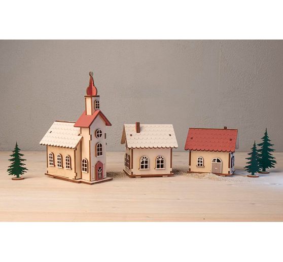 Wooden building kit light village, 84 pcs.