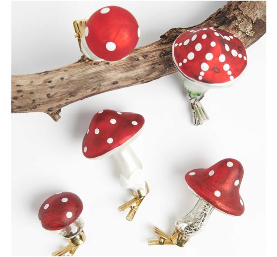 Szklany muchomor "Antique", z klipsem