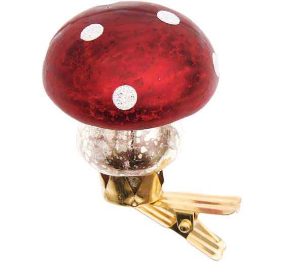 Szklany muchomor "Antique", z klipsem