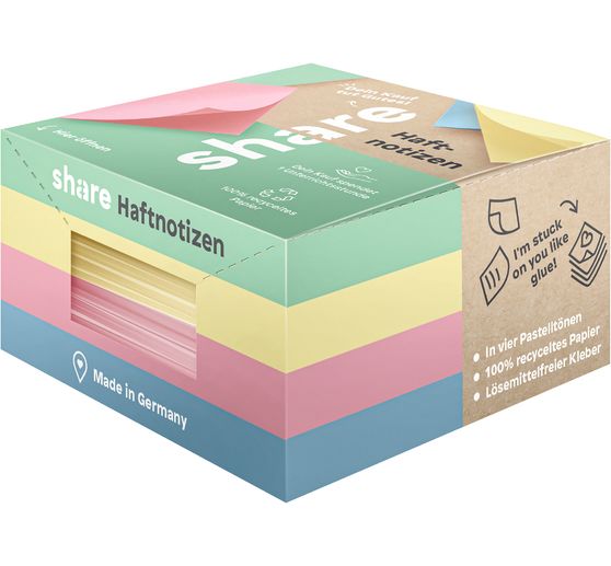 share Sticky notepad, 4 x 100 sheets