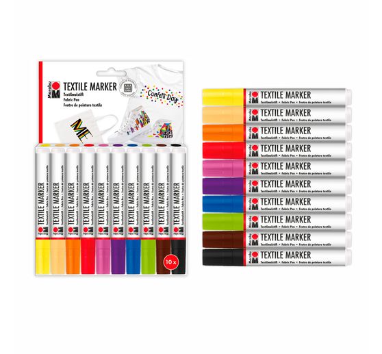 Marker do tkanin Marabu, zestaw 10 sztuk