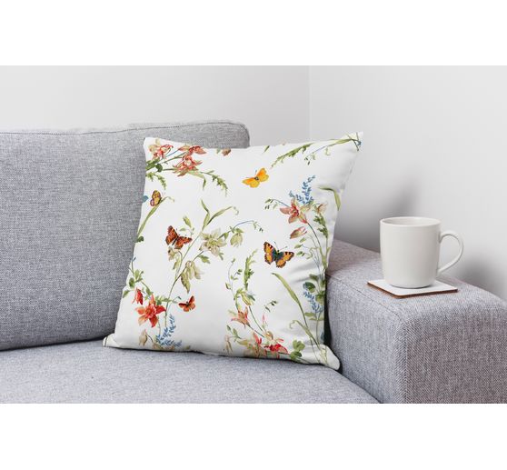 Tkanina bawełniana "Kwiecista łąka z motylami"