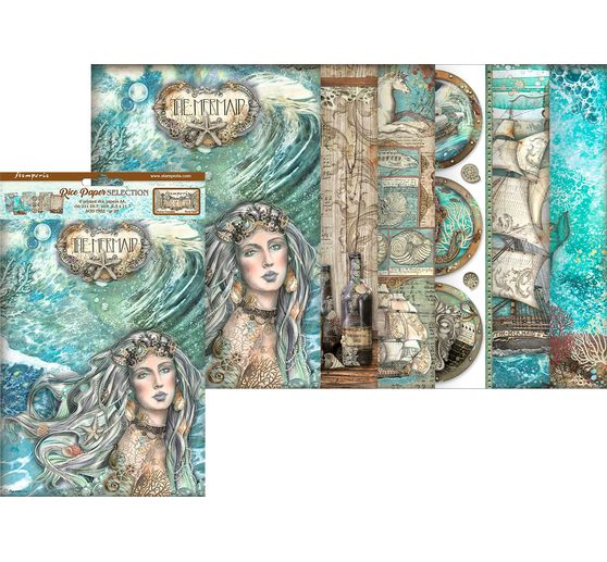 Asortyment słomkowych jedwabi z motywem "Pieśni morza"