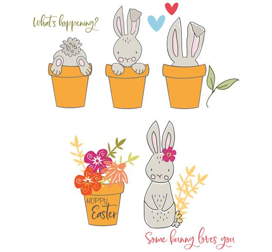 Zestaw Clear Stamps Sizzix autorstwa Catherine Pooler "Bunny Bits & Blooms"