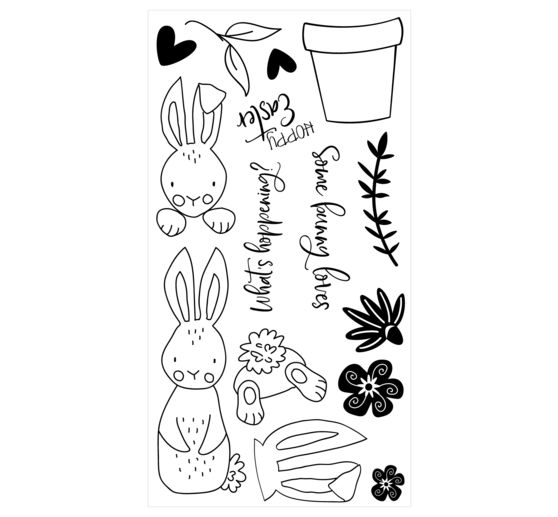Zestaw Clear Stamps Sizzix autorstwa Catherine Pooler "Bunny Bits & Blooms"