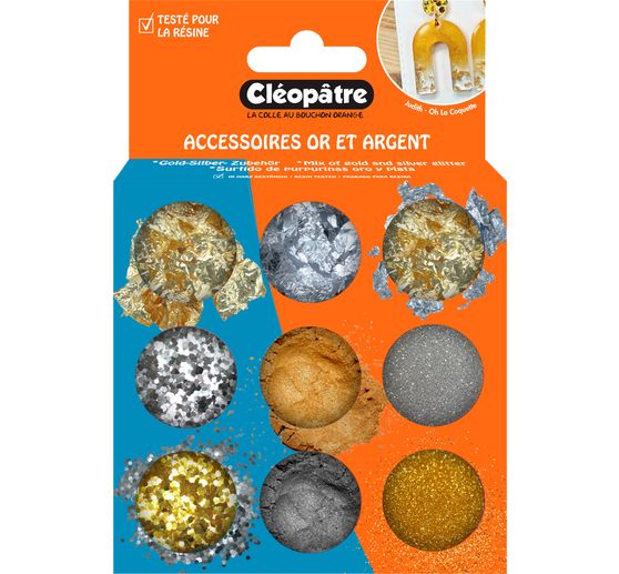 Mieszanka cząstek złota i srebra, 9 słoików