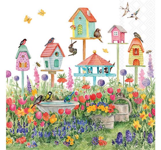 Napkin "Birdhouses in the garden"
