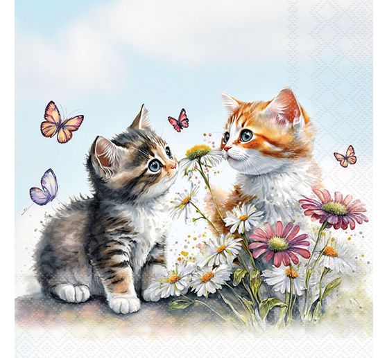 Serwetka "Kotek w kwietniku"