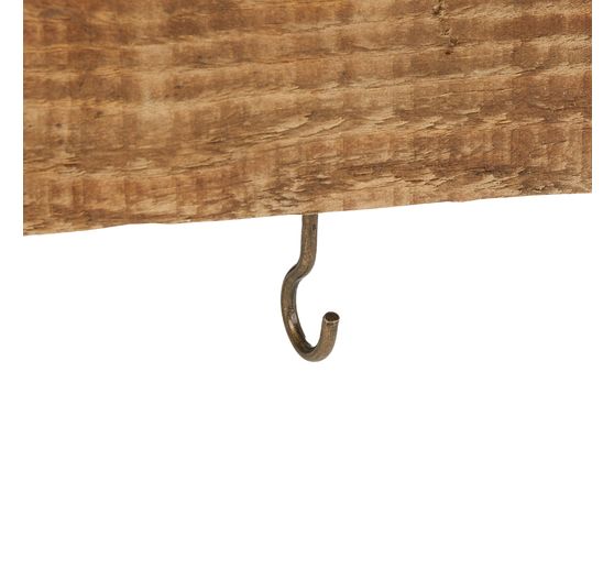 Driftwood plank for hanging, with hooks