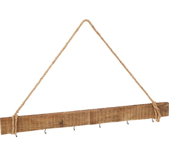 Driftwood plank for hanging, with hooks