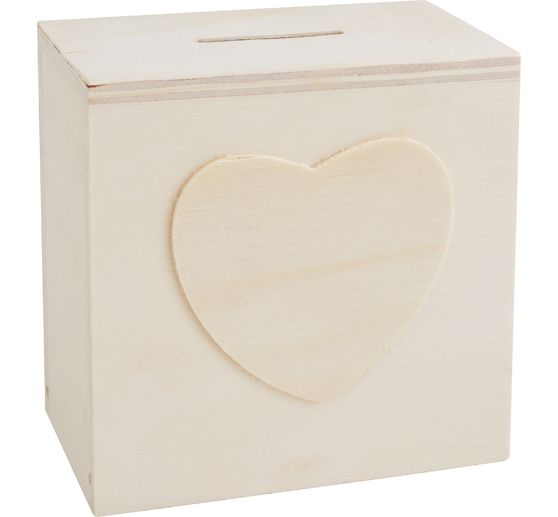 Money box "Cube with heart", plywood