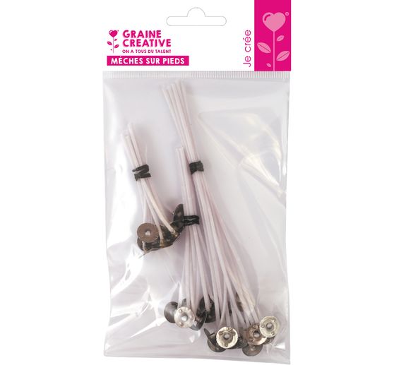 Woskowane knoty do świec z metalową podstawą, 3 różne rozmiary. rozmiary