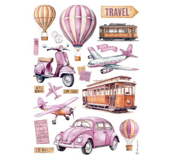 Motif straw silk "Travel"