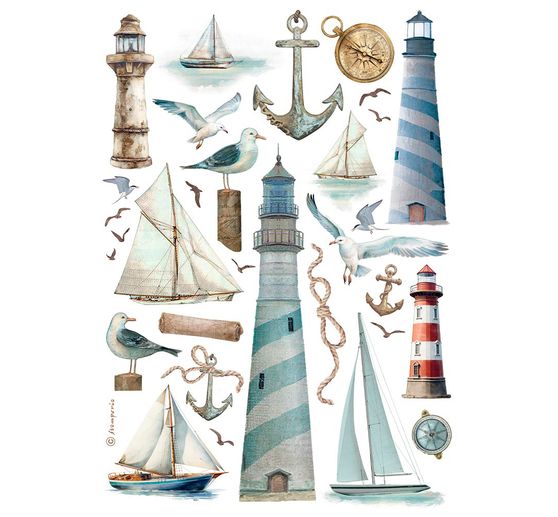 Motif straw silk "Lighthouse"