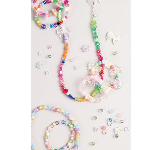 zestaw koralików itoshii "kokardki", perłowy róż