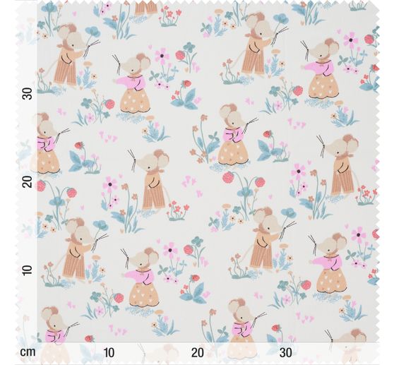 Cotton fabric "Garden mice"