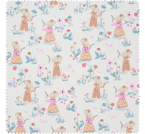 Cotton fabric "Garden mice"
