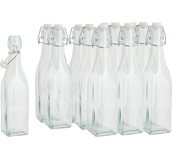 VBS Butelki szklane z uchylną górną częścią "kwadratowe", 500 ml, 12 szt.