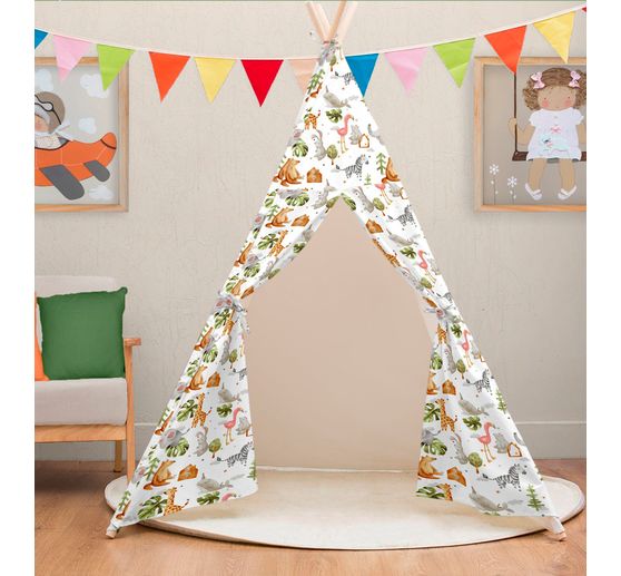 Lniany materiał z motywem "Junior"