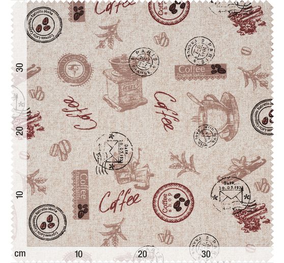 Motif fabric linen look "Coffee"